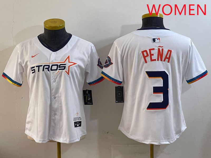 Women Houston Astros 3 Pena White Fourth generation Joint Name 2025 Nike MLB Jersey style 7